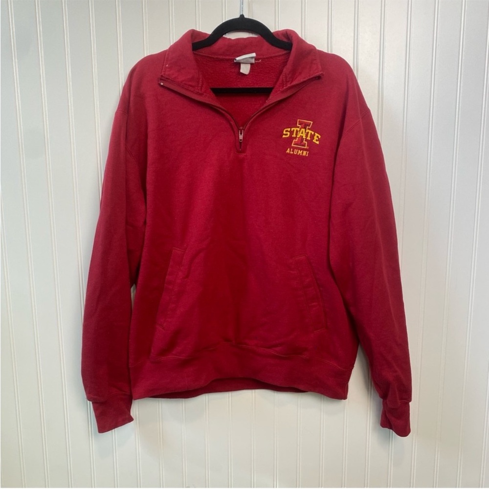 Iowa State Cyclones Sweatshirt Size Large Quarter Zip Red Gold Champion Pullover
